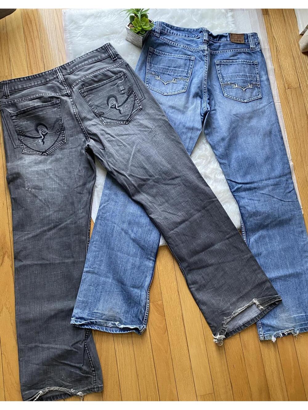 Bundle Men's Bootcut Jeans - Two Pairs, Blue and Gray
